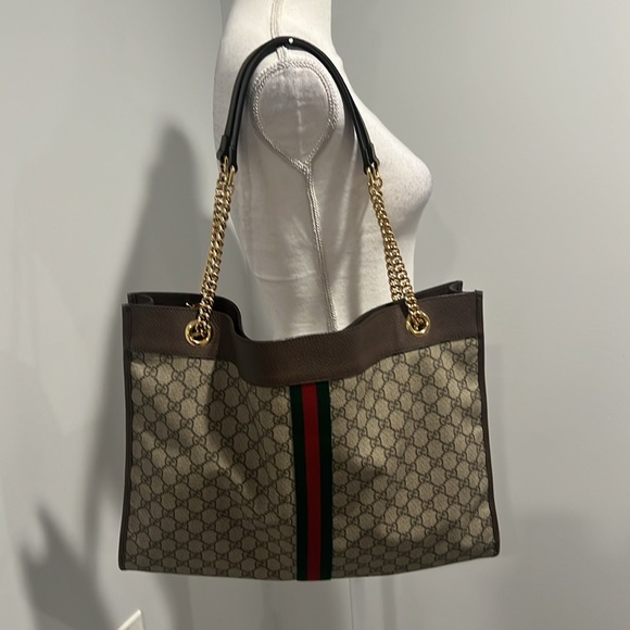 Gucci Rajah Supreme Chain Tote Bag GG Coated Canvas Leather Large Handbag - Picture 5 of 16